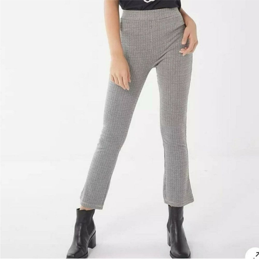 Urban Outfitters Brown Casey Plaid Kick Flare Houndstooth Pull On Pants Size S